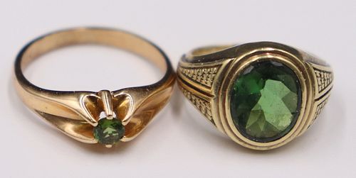 JEWELRY. (2) 14kt Gold Green Tourmaline Rings.