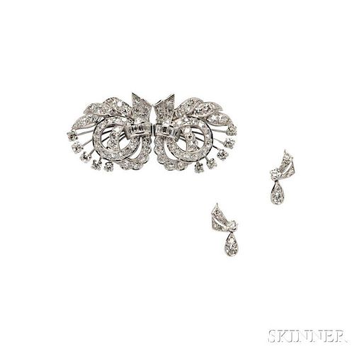 Platinum and Diamond Dress Clips and Earclips