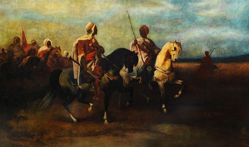 Antique European Oil Painting with Arabic Theme