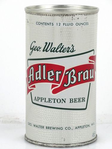 1953 Adler Brau Appleton Beer 12oz 29-19 Flat Top Can Appleton, Wisconsin
