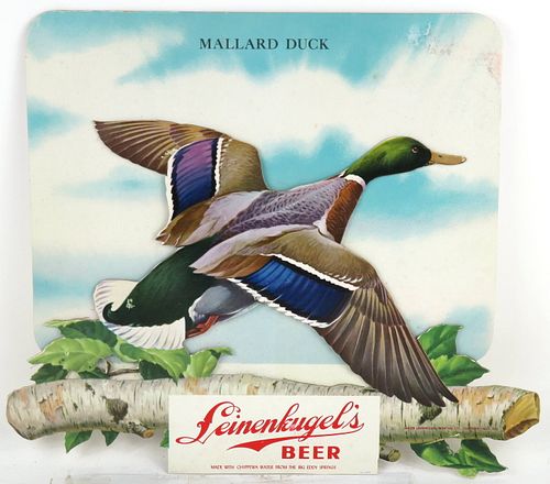 1954 Leinenkugel's Beer Mallard Duck 3D Cardboard Sign Chippewa Falls, Wisconsin