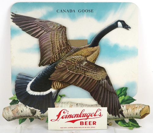 1954 Leinenkugel's Beer Canada Goose 3D Cardboard Sign Chippewa Falls, Wisconsin