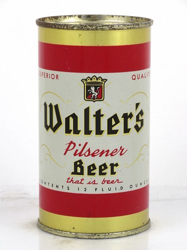 1960 Walter's Pilsener Beer 12oz (non-metallic) 144-23b Flat Top Can Eau Claire, Wisconsin