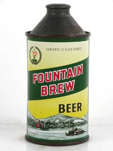 1951 Fountain Brew Beer 12oz 163-20 Cone Top Can Fountain City, Wisconsin