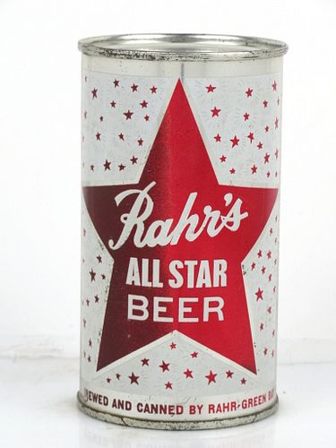 1962 Rahr's All Star Beer 12oz 117-21.2 Flat Top Can Green Bay, Wisconsin