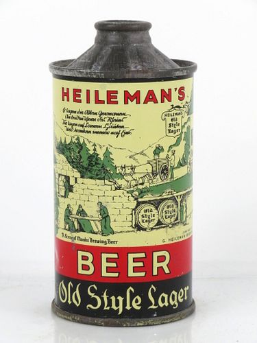 1936 Old Style Lager Beer Flat Bottom Inverted Rib 12oz 177-06b Cone Top Can La Crosse, Wisconsin