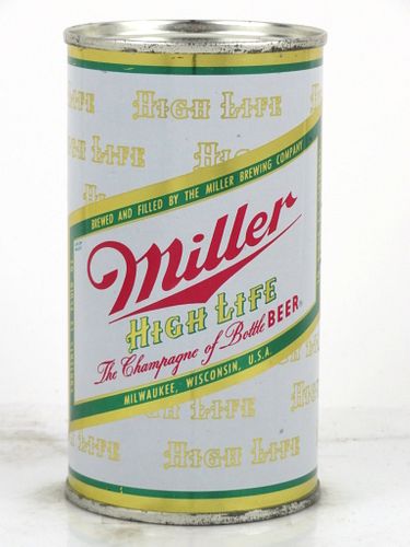 1960 Miller High Life Beer 12oz 100-01 Flat Top Can Milwaukee, Wisconsin
