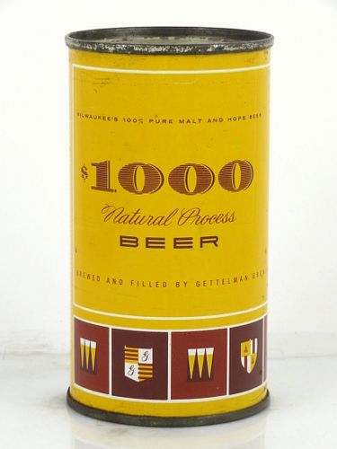 1957 One Thousand Dollar Beer 12oz 109-13V Flat Top Can Milwaukee, Wisconsin