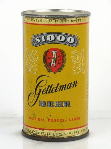 1953 Gettelman $1000 Beer 12oz 109-11 Flat Top Can Milwaukee, Wisconsin