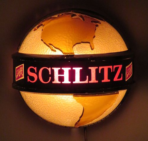 1968 Schlitz Beer Globe Illuminated Sign Milwaukee, Wisconsin