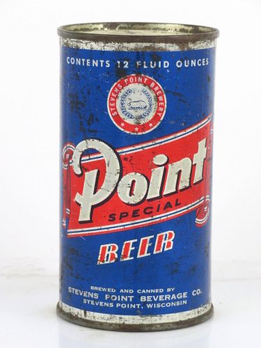 1952 Point Special Beer (silver) 12oz 116-19 Flat Top Can Stevens Point, Wisconsin