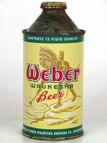 1950 Weber Waukesha Beer 12oz 188-29 Cone Top Can Waukesha, Wisconsin
