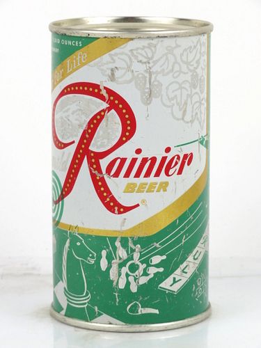 1956 Rainier Jubilee Beer "Sea Turtle Green" 12oz Flat Top Can Spokane, Washington