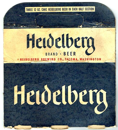 1955 Heidelberg Beer No Ref. Three Pack Can Holder Tacoma, Washington