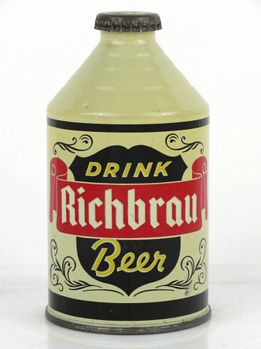 1951 Richbrau Beer 12oz 198-19 Crowntainer Cone Top Can Richmond, Virginia