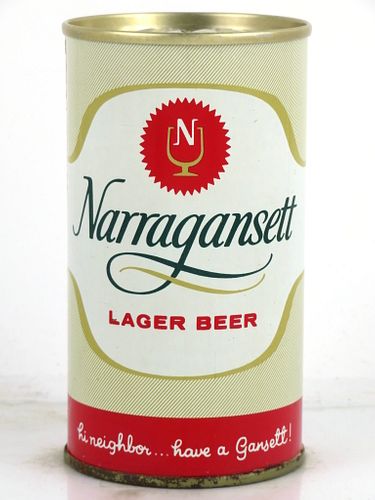 1967 Narragansett Lager Beer 12oz T96-02.1 Tab Top Can Cranston, Rhode Island