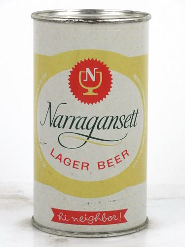 1960 Narragansett Lager Beer 12oz 101-29b (test?) Flat Top Can Cranston, Rhode Island