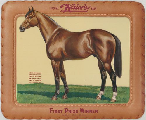 1950 Kaier's Beer Quarter Horse 3D Cardboard Sign Mahanoy City, Pennsylvania