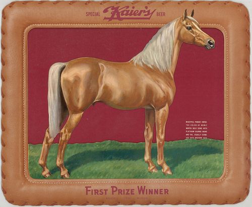 1950 Kaier's Beer Parade Horse 3D Cardboard Sign Mahanoy City, Pennsylvania