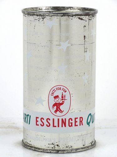 1956 Esslinger Parti Quiz Beer 12oz 60-33 Flat Top Can Philadelphia, Pennsylvania