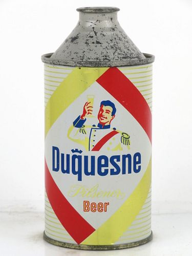 1955 Duquesne Pilsener Beer 12oz 160-03 Cone Top Can Pittsburgh, Pennsylvania
