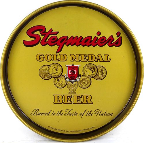 1949 Stegmaier's Gold Medal Beer 12 inch Serving Tray Wilkes-Barre, Pennsylvania