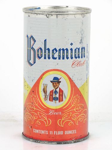1967 Bohemian Club Beer 11oz 40-27.2 Flat Top Can Portland, Oregon