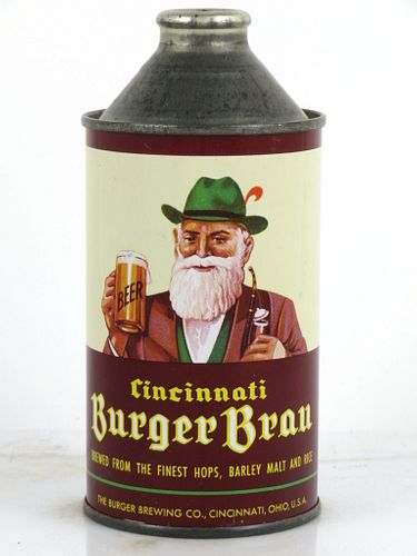 1947 Cincinnati Burger Brau Beer 12oz 155-31 Cone Top Can Cincinnati, Ohio