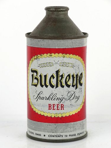 1956 Buckeye Sparkling Dry Beer 12oz 155-13 Cone Top Can Toledo, Ohio