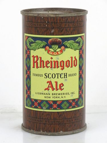 1948 Rheingold Scotch Ale 12oz 123-25V1 Flat Top Can New York (Brooklyn), New York