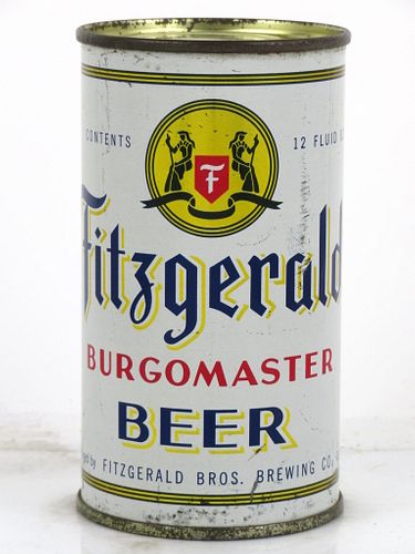 1954 Fitzgerald Burgomaster Beer 12oz 64-18.2 Flat Top Can Troy, New York
