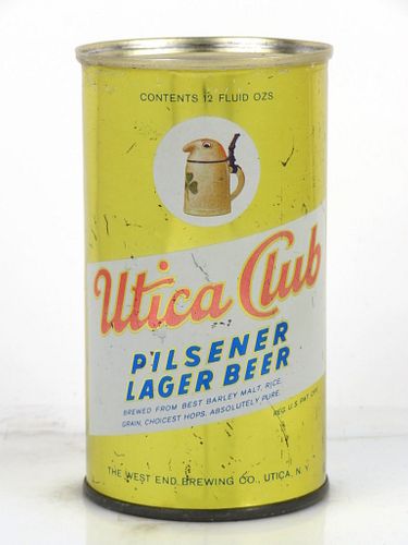 1962 Utica Club Pilsener Lager Beer 12oz 142-27.2 Flat Top Can Utica, New York