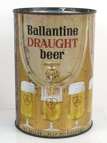 1967 Ballantine Draught Beer Gallon 128oz One Gallon 244-02 Gallon Cans Newark, New Jersey