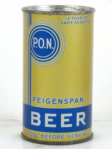 1947 Feigenspan P.O.N. Beer 12oz 63-04 Flat Top Can Newark, New Jersey