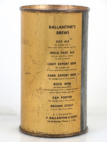 1939 Ballantine's Export Light Beer "Ballantine's Brews" 12oz 33-23 Flat Top Can Newark, New Jersey