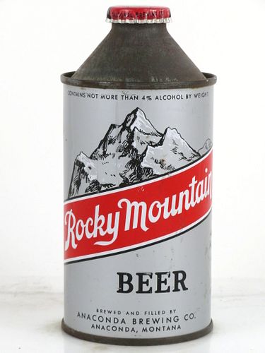 1952 Rocky Mountain Beer 12oz 182-07 Cone Top Can Anaconda, Montana