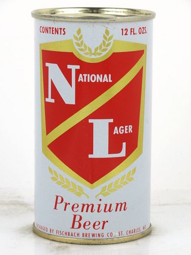 1962 National Lager Premium Beer 12oz 102-27 Flat Top Can Saint Charles, Missouri