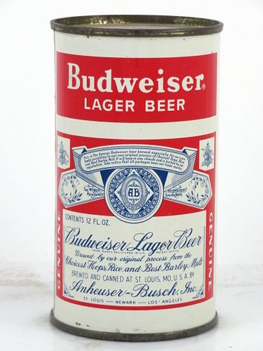1956 Budweiser Lager Beer 12oz 44-13 Flat Top Can Saint Louis, Missouri