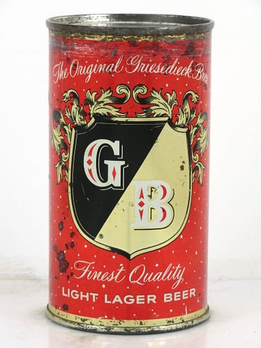 1955 Griesedieck Bros. Light Lager Beer 12oz 77-07 Flat Top Can Saint Louis, Missouri
