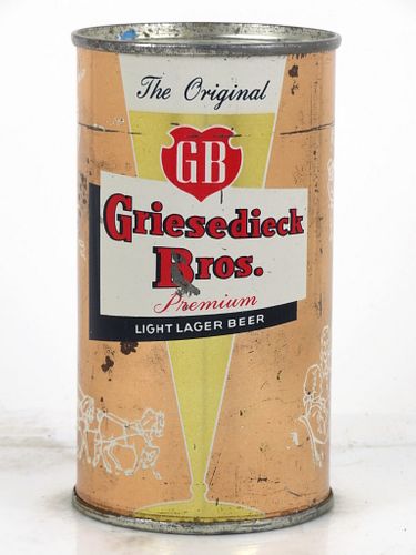 1955 Griesedieck Bros. Light Lager Beer (Sand Brown) 12oz 76-17v Flat Top Can Saint Louis, Missouri