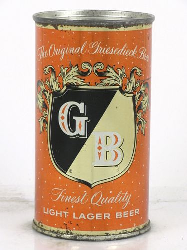 1955 Griesedieck Bros. Light Lager Beer 12oz 76-39 Flat Top Can Saint Louis, Missouri