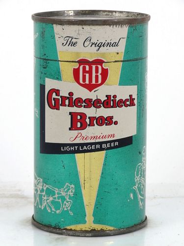 1956 Griesedieck Bros. Light Lager Beer (Greenish Cyan) 12oz 76-18 Flat Top Can Saint Louis, Missouri