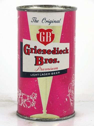 1955 Griesedieck Bros. Light Lager Beer (Burnt Pink) 12oz 76-20v Flat Top Can Saint Louis, Missouri