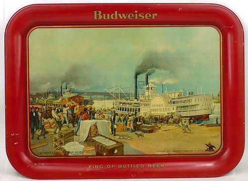 1914 Budweiser Lager Beer Levee 12¾ x 17½ inch Tray Saint Louis, Missouri