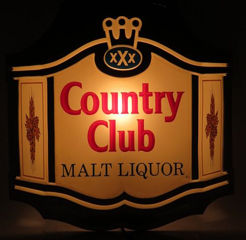 1968 Country Club Malt Liquor Illuminated Lantern Sign St. Joseph, Missouri