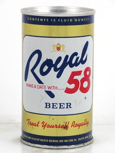 1964 Royal 58 Beer 12oz T116-24z Tab Top Can Duluth, Minnesota