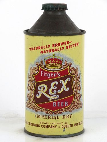 1948 Fitger's Rex Beer 12oz 162-24 Cone Top Can Duluth, Minnesota