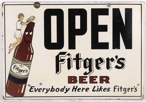 1954 Fitger's Beer Open/Closed Masonite Sign Duluth, Minnesota