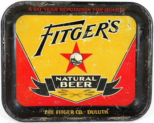 1933 Fitger's Natural Beer "50-Year Reputation" Serving Tray Duluth, Minnesota