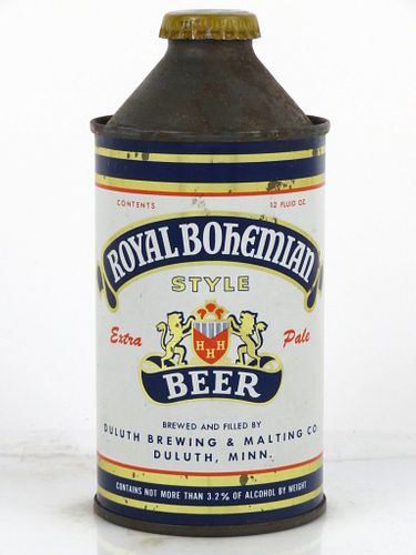 1950 Royal Bohemian Style Beer 12oz 182-24 Cone Top Can Duluth, Minnesota